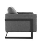 Modway Posse Upholstered Fabric Accent Chair - Black Charcoal-Dense Foam Padding + Spring Support