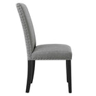 Modway Parcel Dining Upholstered Fabric Side Chair - Light Grey-Espresso Stained Tapered Wood Legs