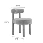 Modway Toulouse Boucle Fabric Dining Chair - Light Grey-Dense Foam Padding