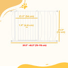 PawHut 30"- 45" Extra Wide Dog Gate with Double Locking System - White-Suitable for doorways, hallways and staircases