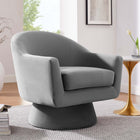 Modway Astral Performance Velvet Fabric and Wood Swivel Chair - Grey-Stain-Resistant Upholstery