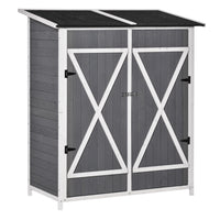 Outsunny Garden Storage Shed with Asphalt Roof - 55" L x 30" W x 63" H - Dark Grey-Equipped with a movable double-layer table 