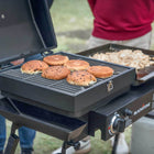 Blackstone 17" On The Go Tailgaiter Griddle/Grill Combo-Round cast iron burner is ideal for grilling food directly on it