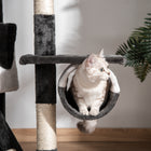 PawHut 94" - 102" Floor-To-Ceiling Huge Cat Tree Tower - White-Colour: Dark Grey, White 