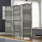 HOMCOM 6 Panel Hand-Woven Freestanding Room Divider for Home Office Bedroom - Mixed Grey-Features woven pattern with arched top for elegance 
