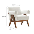 Modway Lyra Boucle Fabric Armchair - Ivory - Set of 2-Non-removable Cushions