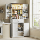HOMCOM 71" H Farmhouse Kitchen Pantry Cabinet with Light - White-Touch control button adjusts sensor settings, brightness and colour temperature 