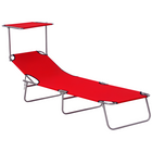 Outsunny Outdoor Lounge Chair - Adjustable Folding Chaise Lounge - Red-Suitable for outdoor park, garden, patio, poolside, conservatory, beach and more