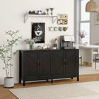 HOMCOM 60" L Farmhouse Kitchen Storage Cabinet - Black-Adjustable shelf to fit items of diverse sizes