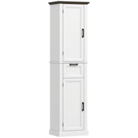 HOMCOM 65" Tall Bathroom Storage Cabinet with Shelves and Drawer - White-Two cabinets with four shelves and a drawer keep bathroom essentials neatly organized  