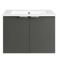 Modway Maybelle 24" Wall-Mount Bathroom Vanity - Grey/White-Modern Bathroom Vanity