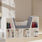 HOMCOM 6-Cubby Bookcase with Seat Cushion - Grey-2 top shelves offer you extra space for lamp or clocks