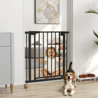 PawHut 30" - 32" Baby Gate with Auto-Close - Black-Simple pressure-fit setup, screws optional for extra stability 