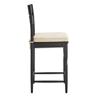 Modway Jax Oak Wood Counter Stool With Wavy Razor Back and Cushion - Black Linen-Armless Design