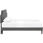 Modway Laura Fabric Twin Platform Bed with Squared Tapered Legs - Grey-Wood Frame / Particleboard Panel