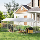 PawHut Outdoor Dog Kennel and Dog Run with Two Rooms - 19.7' x 7.5' x 7.5' - Silver-Quick-connect system reduces assembly time significantly 