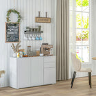 HOMCOM 46.1" L High Gloss Buffet Sideboard with 2 Drawers - White-Suitable for the living room, dining room, and office