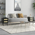 HOMCOM Boho Design Nightstand - Black - Set of 2-Engineered wood frame and wooden legs