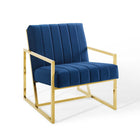 Modway Inspire Channel Tufted Performance Velvet Armchair - Navy-Glam Deco Accent Chair