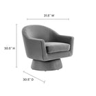 Modway Astral Performance Velvet Fabric and Wood Swivel Chair - Grey-Performance Velvet Fabric