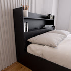 Nexera Hunter Bookcase Headboard - Full Size - Black-Warranty Included: Rest easy with a one-year warranty included, providing added assurance for a stylish and functional upgrade to your bedroom