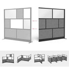 Luxor Modular Wall Extension - 70" W x 70" H - Segmented Black Frame, Frosted Acrylic, Cool Grey PET-Frosted acrylic and PET acoustic panel design