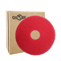 Globe Commercial Buffing Floor Pad - 17" Dia. - Red-Buffing pads bring out the shine in the floor