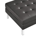 Modway Loft Tufted Vegan Leather Armchair and Ottoman Set - Silver Grey-8