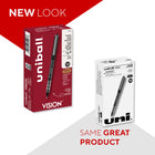 uni-ball Vision Rollerball Pens – 0.5 mm – Black – 12 Pack-Durable stainless steel point