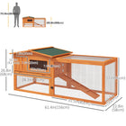 PawHut Outdoor Wooden Rabbit Hutch - Orange-Solid fir wood frame with water-resistant paint and tilt roof for use outdoors 