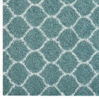 Modway Solvea Moroccan Trellis Shag Area Rug - 5 ft W x 8 ft L - Aqua Blue/Ivory-Stain Resistant / Easy To Clean