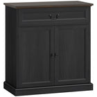 HOMCOM 31.5" L Sideboard Buffet Cabinet - Black Wood Grain-A drawer and a cabinet provide organized space for mugs, snacks, cutlery, and more
