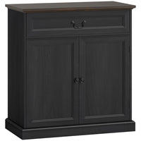 HOMCOM 31.5" L Sideboard Buffet Cabinet - Black Wood Grain-A drawer and a cabinet provide organized space for mugs, snacks, cutlery, and more