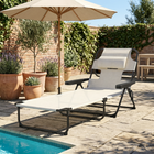 Outsunny Folding Lounge Chair with Reclining Back - Tanning Chair - Cream White-Backrest adjusts to 3 positions for optimal sunbathing angle