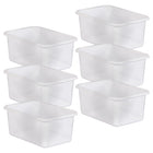Teacher Created Resources Small Plastic Storage Bin - Clear - 6 Pack-Each bin measures 11 3/8" x 7 3/4" x 5".
