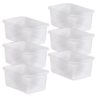 Teacher Created Resources Small Plastic Storage Bin - Clear - 6 Pack-Each bin measures 11 3/8" x 7 3/4" x 5".