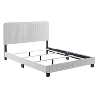 Modway Celine Channel Tufted Performance Velvet Full Bed - Light Grey-Full Bed