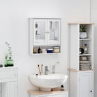 Kleankin Medicine Cabinet with Mirror - White-Two-door cabinet and bottom shelf for storing and displaying daily essentials