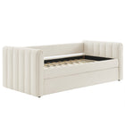 Modway Veyla Channel Tufted Boucle Twin Daybed with Trundle - Cloud-Soft Textured Bouclé Upholstery