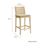 Modway Ovard Wood and Rattan Counter Stool - Natural-Elm Wood Frame