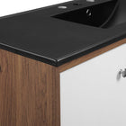 Modway Transmit 48" Wall-Mount Bathroom Vanity - Walnut/Black-Particleboard and Walnut Grain Veneer