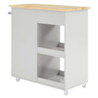 Modway Culinary Kitchen Cart With Towel Bar - Light Grey Natural-Metal Towel Bar
