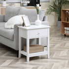 HOMCOM Modern 13.8" Nightstand - White-Functions as a nightstand or side table for the living room or other areas of your home