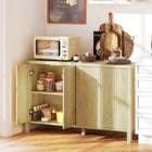 HOMCOM 47.2" L Fluted Sideboard Buffet Cabinet with Storage - Natural Wood-Widely used as living room cabinet, TV cabinet, buffet cabinet or coffee bar cabinet