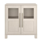 Hudson&Canal Holbrook 28"W Accent Cabinet - Alder White-Features two swing-out doors with upper glass panel, adjustable center shelf, and a cable management cut-out