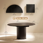 HOMCOM 43.5"-59" Convertible Round to Oval Farmhouse Extendable Table for 6-8 - Black Wood Grain-Reliable MDF with wide pedestal base provides stability and support 