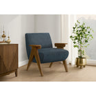 Monarch Specialties Upholstered 31"H Mid-Century Modern Accent Chair With Walnut Solid Wood Legs - Blue Fabric-Designed for everyday comfort, the generously cushioned seat and supportive back create cozy seating that works equally well for relaxing or entertaining.