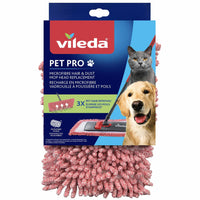Vileda Pet Pro Microfibre Hair & Dust Mop - Red-Dense 100% microfiber fingers create electrostatic action that attracts and traps pet hair, for 3X pet hair removal