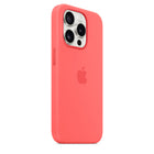 Apple Silicone Case with MagSafe for iPhone 15 Pro - Guava-The silky, soft-touch finish of the silicone exterior feels great in your hand