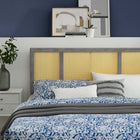 Modway Delmare Cane Full Headboard - Grey-Linear Wood Detail